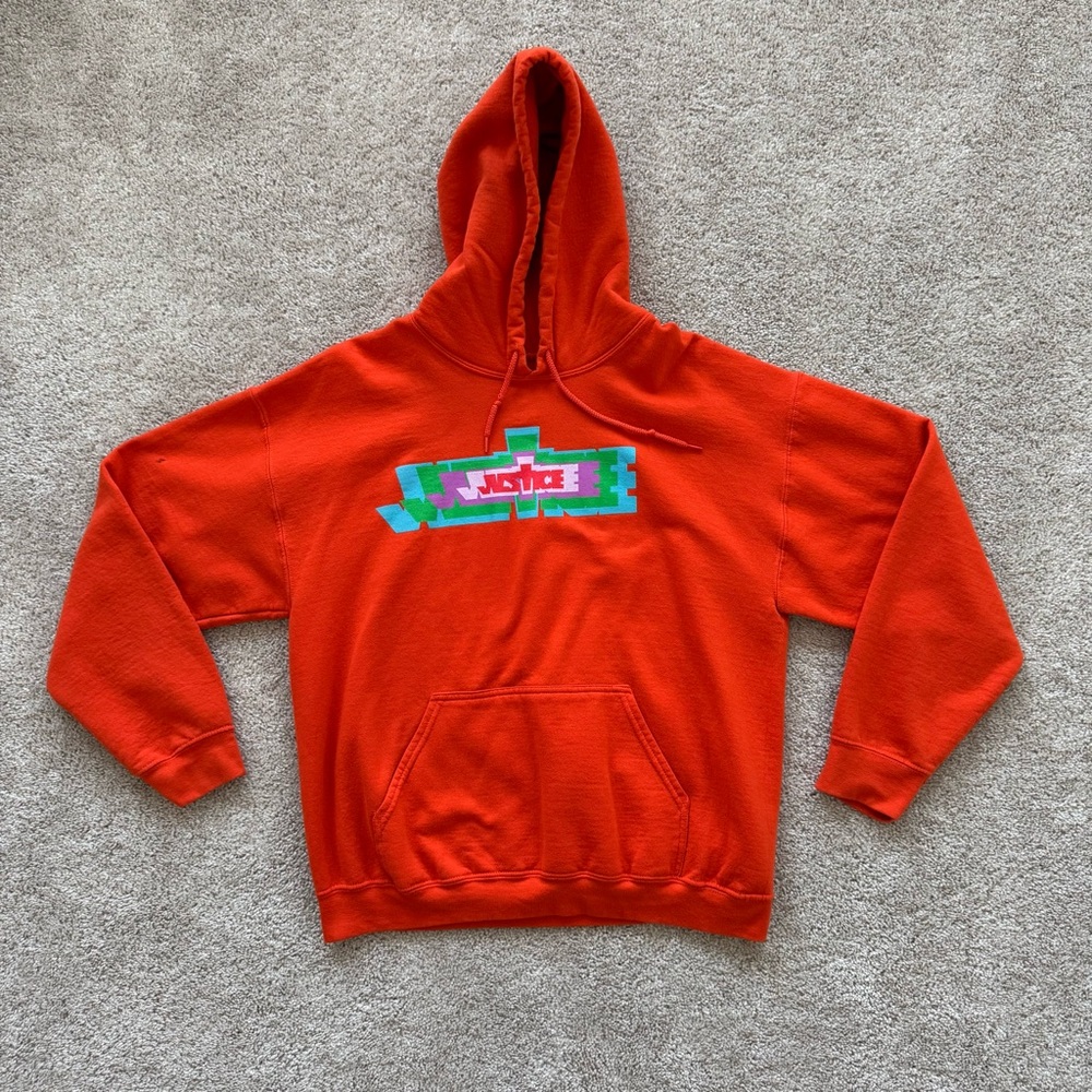 Justin Bieber Sweatshirt Mens Large Justice Orange Pullover Unisex Sz Large